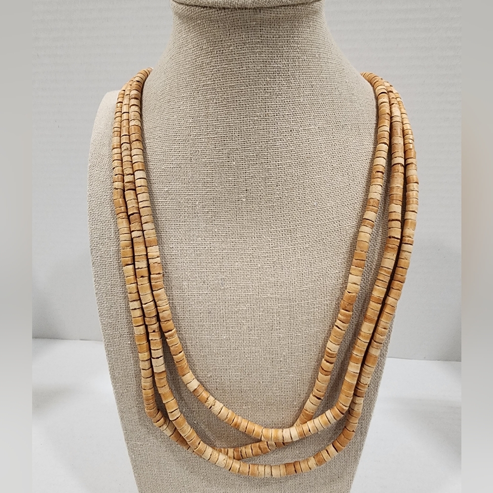 Vintage Multistrand Coconut Beads Necklace